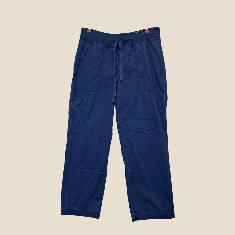 Koi Scrub Pants Women Medium Petite Navy Blue Cargo Drawstring Comfort Workwear